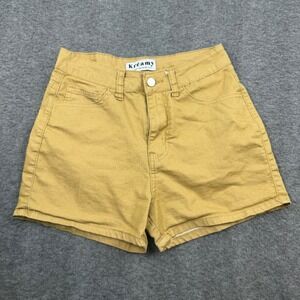 Kréamy Denim Shorts Women Large‎ Mustard Yellow High Waisted Utility Summer